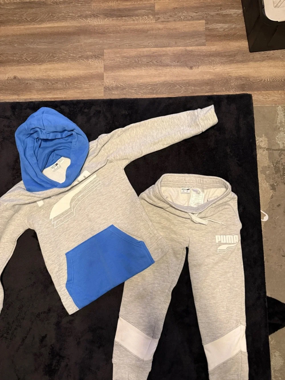 Puma Gray & Blue Kids Hoodie and Joggers Set - Picture 2 of 3